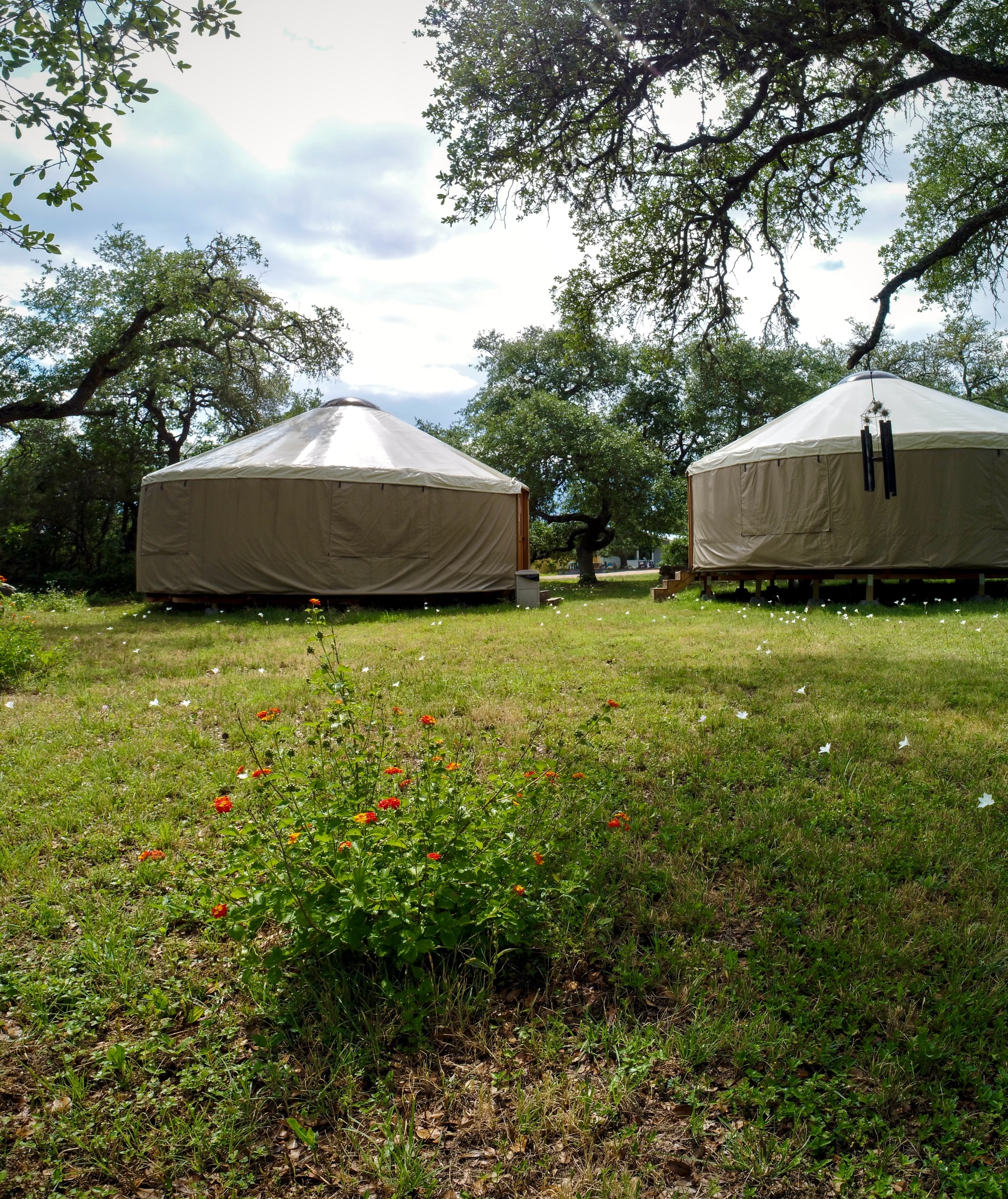 Private yurts at AWKN Ranch